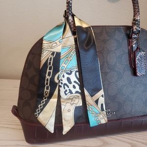 Twilly Scarf for purse bag hair etc Black Teal Gold White